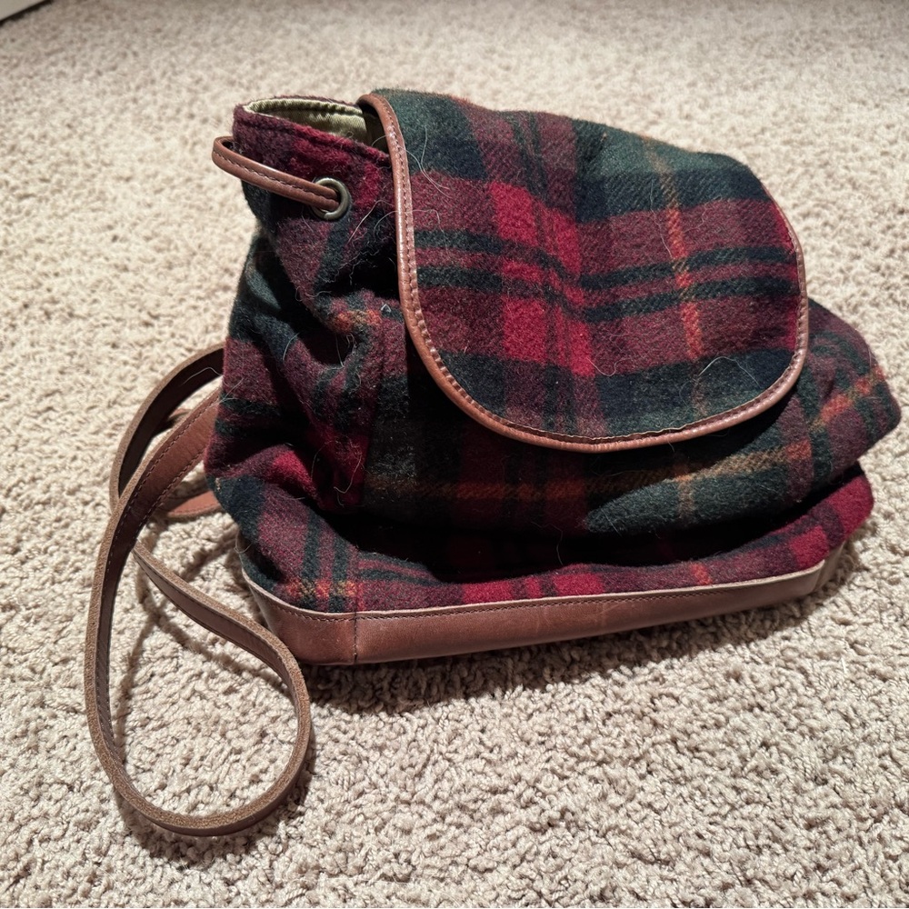 L.L. Bean Vintage Red and Green Plaid Bag
